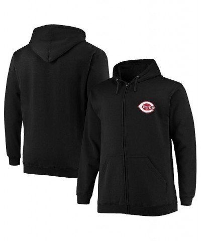 Men's Branded Black Cincinnati Reds Big and Tall Solid Full-Zip Hoodie $39.74 Sweatshirt