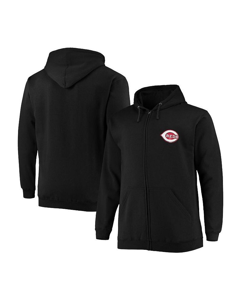 Men's Branded Black Cincinnati Reds Big and Tall Solid Full-Zip Hoodie $39.74 Sweatshirt