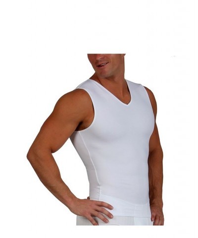 Insta Slim Men's Compression Sleeveless V-Neck T-Shirt Tan/Beige $36.69 Undershirt