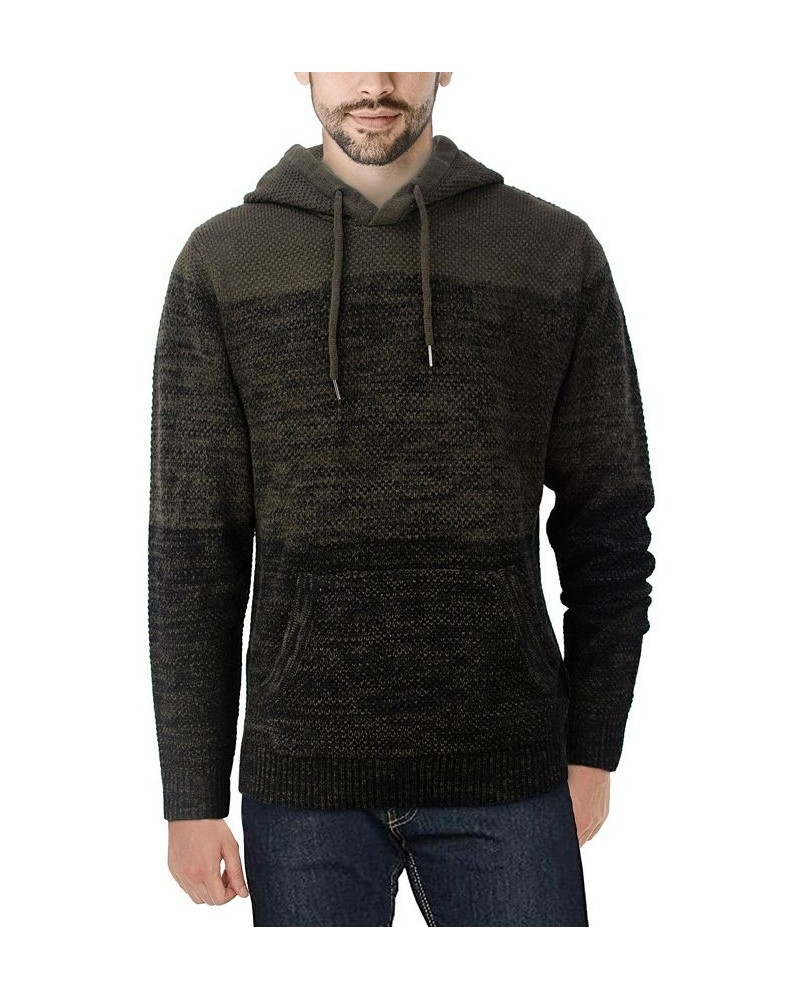 Men's Color Blocked Hooded Sweater Olive $29.99 Sweaters