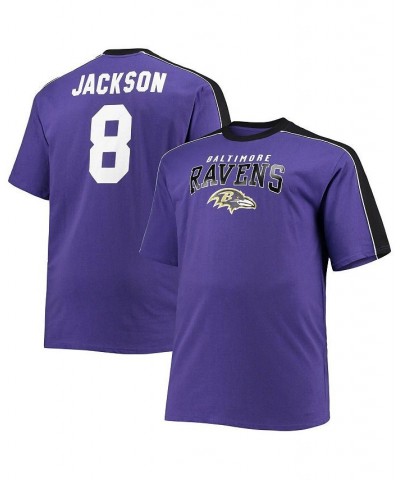 Men's Branded Lamar Jackson Purple Baltimore Ravens Big and Tall Sleeve Panel Player Name and Number T-shirt $28.80 T-Shirts