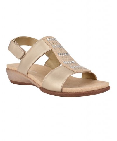 Women's Hazel Open Toe Slingback Casual Sandals Gold $39.16 Shoes