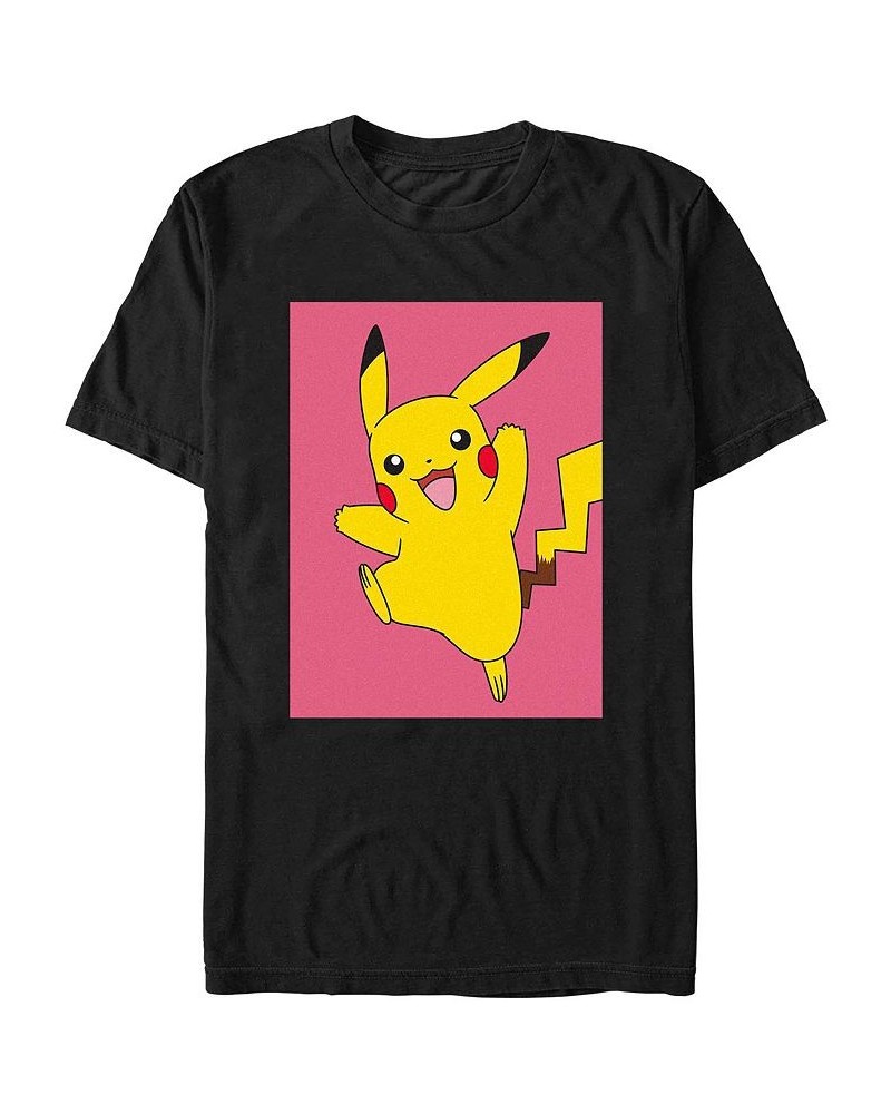 Men's Pokemon Pika Leap Short Sleeve T-shirt Black $17.15 T-Shirts