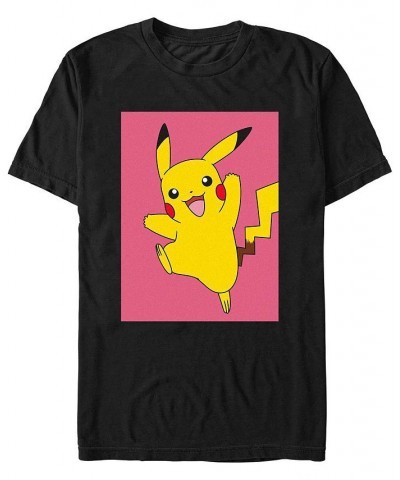 Men's Pokemon Pika Leap Short Sleeve T-shirt Black $17.15 T-Shirts