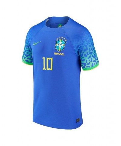 Men's Neymar Jr. Blue Brazil National Team 2022/23 Away Breathe Stadium Replica Player Jersey $70.00 Jersey