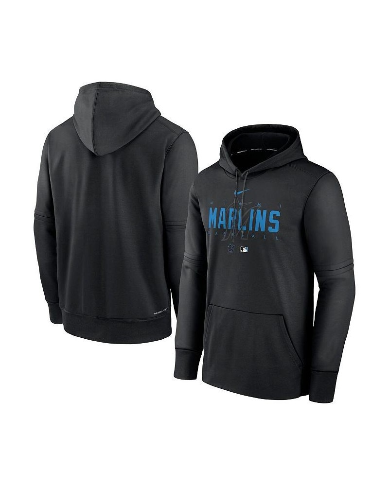 Men's Black Miami Marlins Authentic Collection Pregame Performance Pullover Hoodie $43.70 Sweatshirt