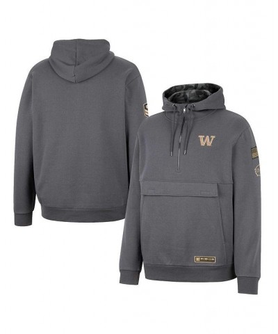 Men's Charcoal Washington Huskies OHT Military-Inspired Appreciation Quarter-Zip Hoodie $32.20 Sweatshirt