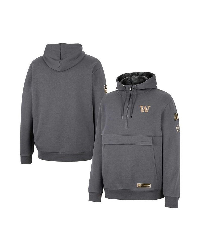 Men's Charcoal Washington Huskies OHT Military-Inspired Appreciation Quarter-Zip Hoodie $32.20 Sweatshirt