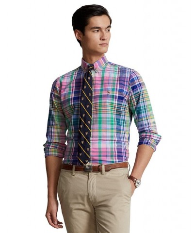 Men's Classic-Fit Oxford Shirt Yellow/Turquoise Multi $66.15 Shirts