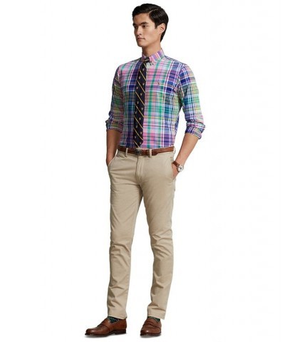 Men's Classic-Fit Oxford Shirt Yellow/Turquoise Multi $66.15 Shirts