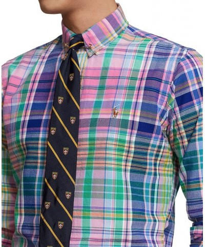 Men's Classic-Fit Oxford Shirt Yellow/Turquoise Multi $66.15 Shirts