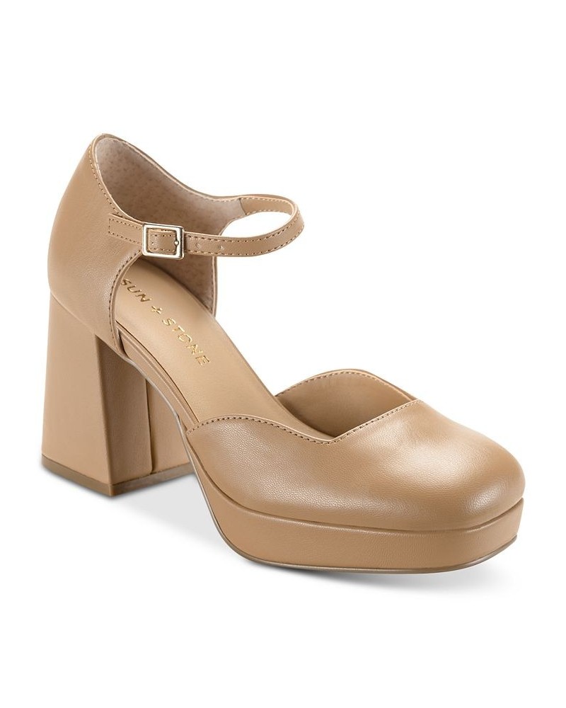 Vienna Two-Piece Platform Pumps Tan/Beige $42.93 Shoes