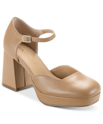 Vienna Two-Piece Platform Pumps Tan/Beige $42.93 Shoes