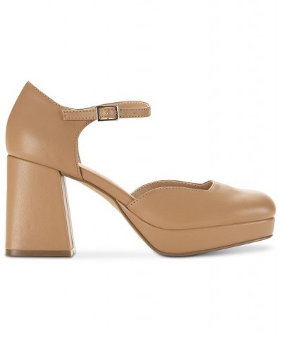 Vienna Two-Piece Platform Pumps Tan/Beige $42.93 Shoes