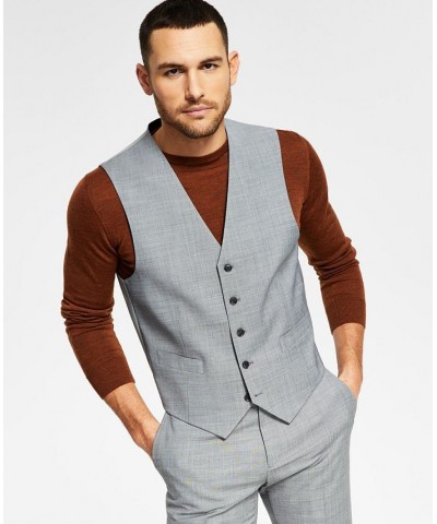 Men's Modern-Fit TH Flex Stretch Solid Suit Vest Light Grey $31.19 Suits