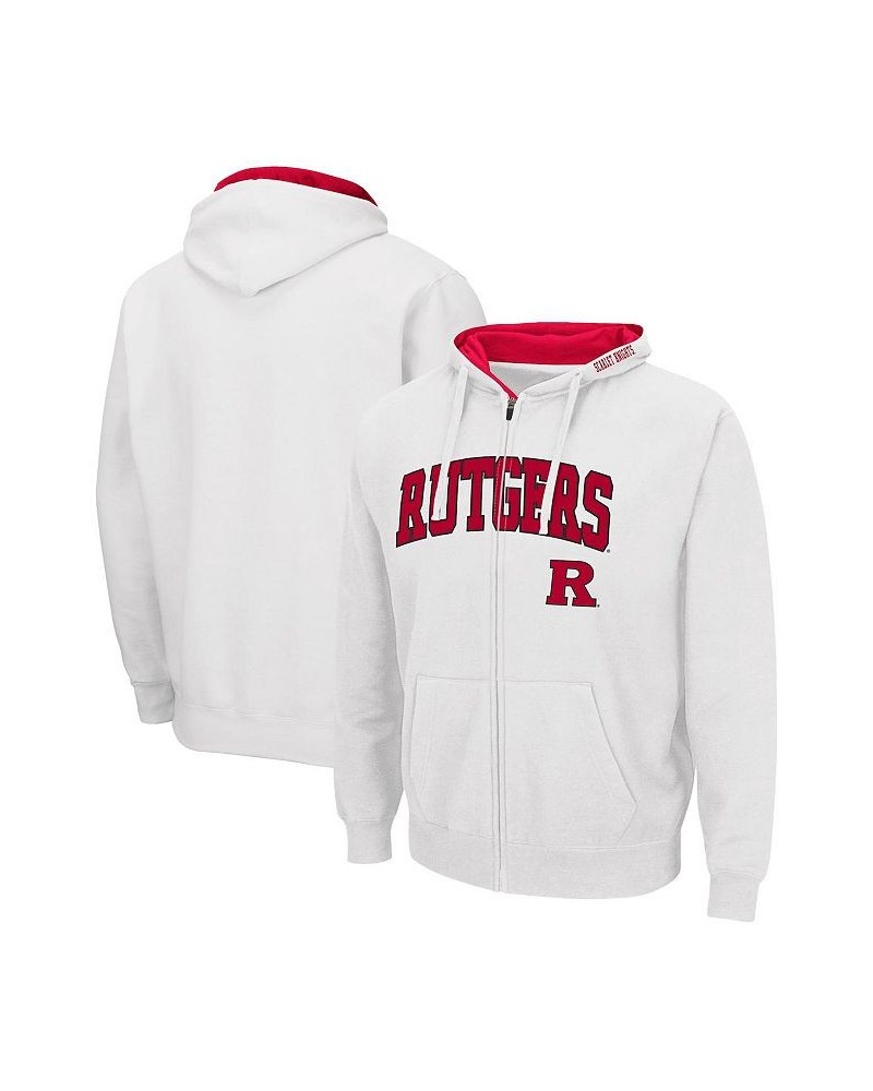 Men's White Rutgers Scarlet Knights Arch and Logo 3.0 Full-Zip Hoodie $32.39 Sweatshirt