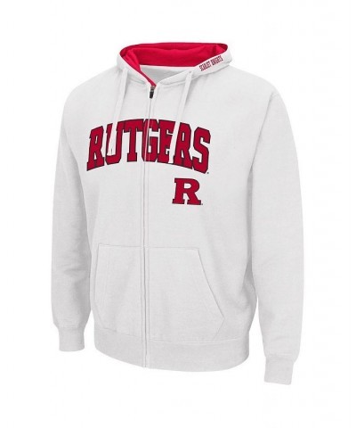 Men's White Rutgers Scarlet Knights Arch and Logo 3.0 Full-Zip Hoodie $32.39 Sweatshirt