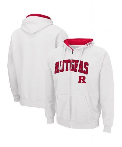 Men's White Rutgers Scarlet Knights Arch and Logo 3.0 Full-Zip Hoodie $32.39 Sweatshirt