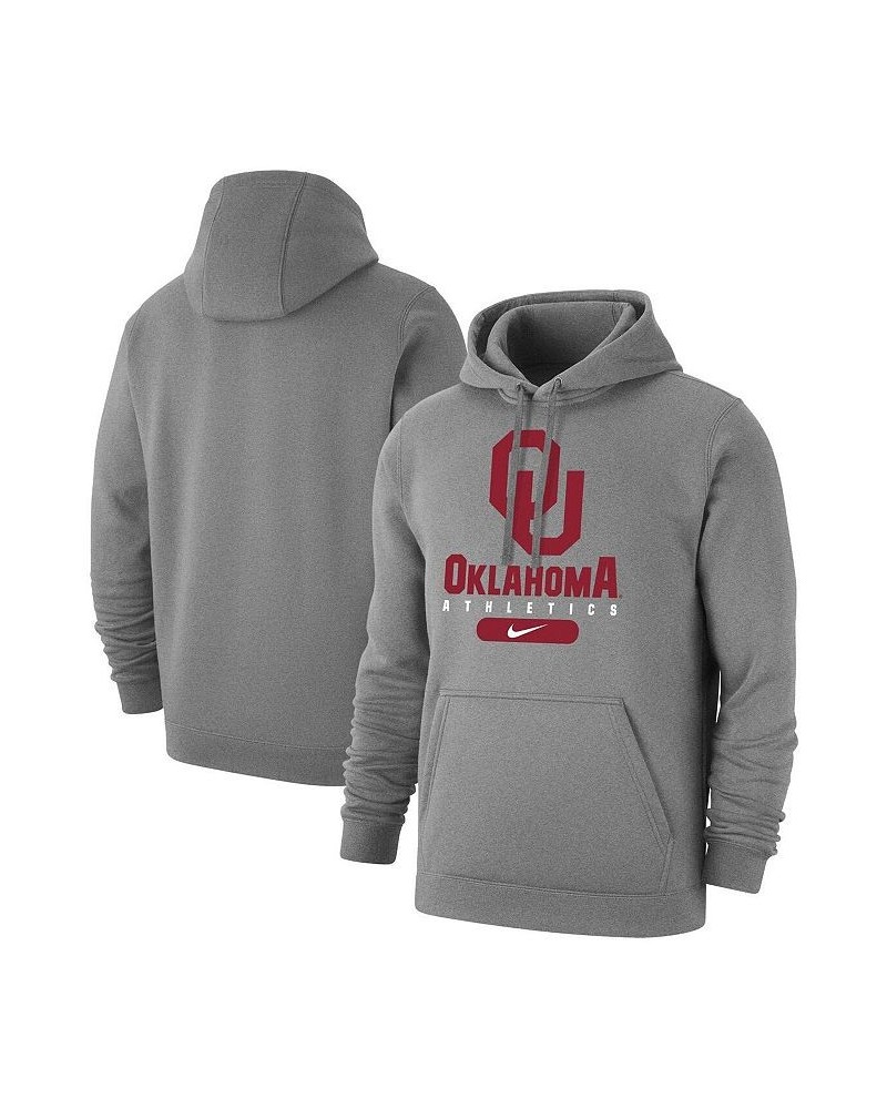 Men's Heathered Gray Oklahoma Sooners Big and Tall Club Stack Fleece Pullover Hoodie $39.95 Sweatshirt