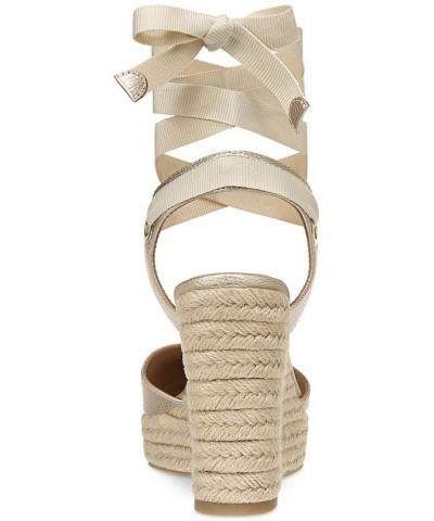 Women's Maisie Lace-Up Espadrille Wedge Sandals Gold $39.75 Shoes