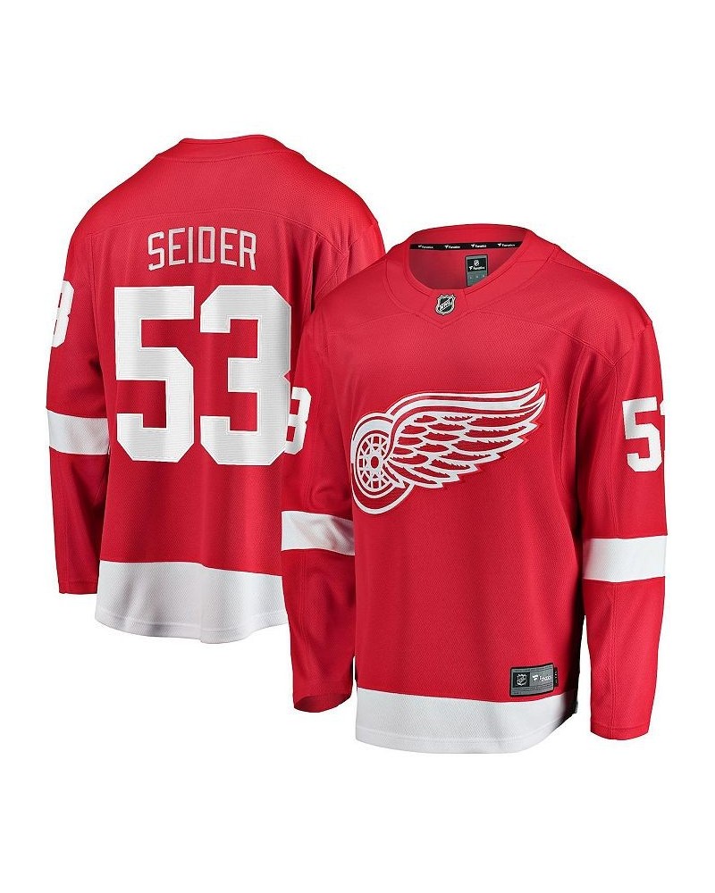 Men's Branded Moritz Seider Red Detroit Red Wings Home Breakaway Player Jersey $55.50 Jersey