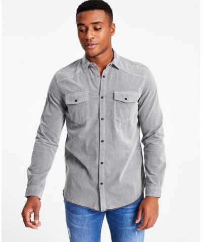 Men's Jonny Regular-Fit Corduroy Western Shirt Gray $15.45 Shirts