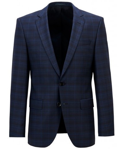 BOSS Men's Checked Slim-Fit Jacket Blue $117.15 Blazers