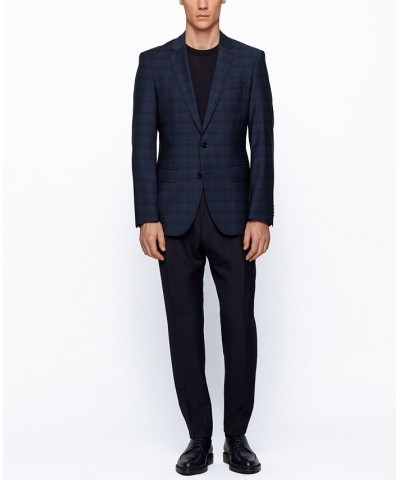 BOSS Men's Checked Slim-Fit Jacket Blue $117.15 Blazers