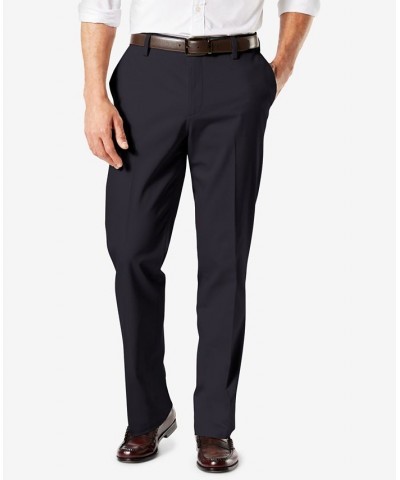 Men's Signature Lux Cotton Straight Fit Creased Stretch Khaki Pants Blue $30.00 Pants