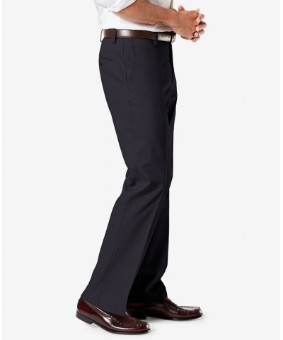 Men's Signature Lux Cotton Straight Fit Creased Stretch Khaki Pants Blue $30.00 Pants