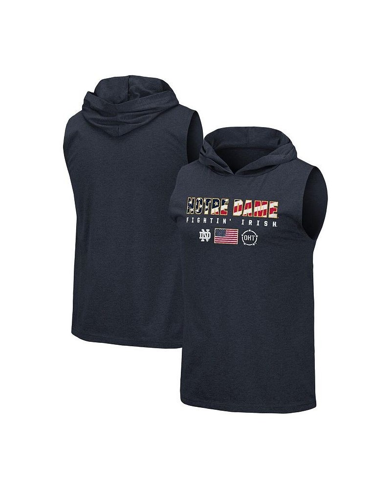 Men's Navy Notre Dame Fighting Irish OHT Military-Inspired Appreciation Americana Hoodie Sleeveless T-shirt $22.05 T-Shirts