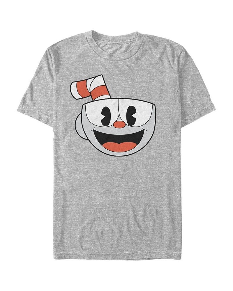 Men's Big Smiling Face Video Game Short Sleeve T- shirt Gray $14.70 T-Shirts