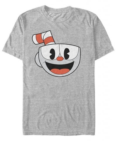 Men's Big Smiling Face Video Game Short Sleeve T- shirt Gray $14.70 T-Shirts