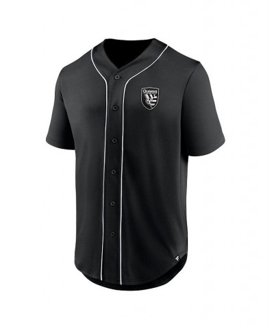 Men's Branded Black San Jose Earthquakes Third Period Fashion Baseball Button-Up Jersey $32.20 Jersey