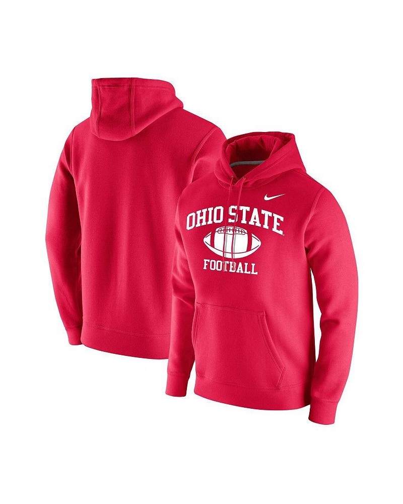 Men's Scarlet Ohio State Buckeyes Retro Football Club Fleece Pullover Hoodie $35.70 Sweatshirt