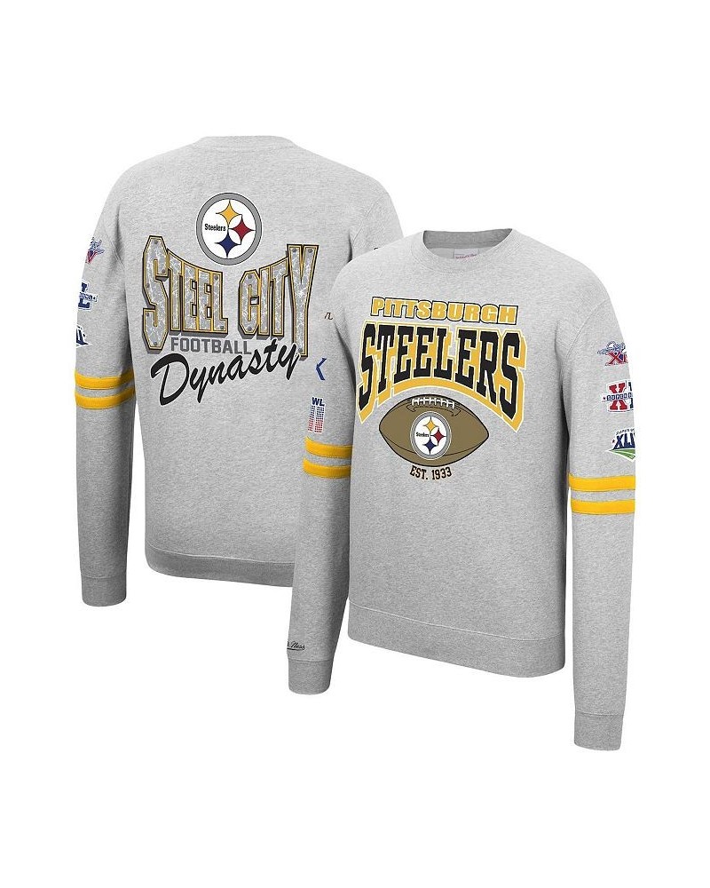 Men's Heathered Gray Pittsburgh Steelers Allover Print Fleece Pullover Sweatshirt $45.10 Sweatshirt