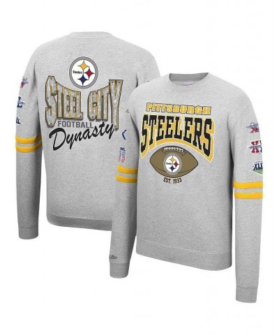 Men's Heathered Gray Pittsburgh Steelers Allover Print Fleece Pullover Sweatshirt $45.10 Sweatshirt