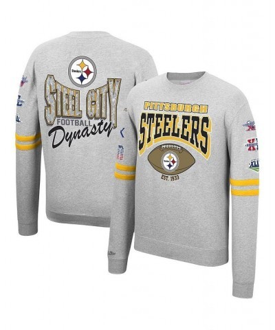 Men's Heathered Gray Pittsburgh Steelers Allover Print Fleece Pullover Sweatshirt $45.10 Sweatshirt