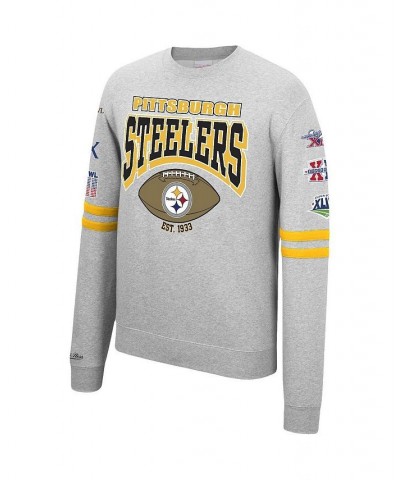 Men's Heathered Gray Pittsburgh Steelers Allover Print Fleece Pullover Sweatshirt $45.10 Sweatshirt