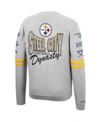 Men's Heathered Gray Pittsburgh Steelers Allover Print Fleece Pullover Sweatshirt $45.10 Sweatshirt