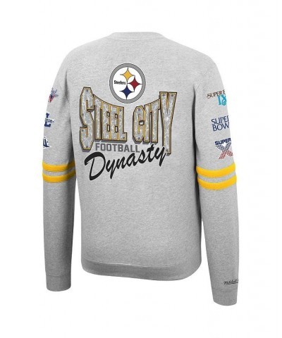 Men's Heathered Gray Pittsburgh Steelers Allover Print Fleece Pullover Sweatshirt $45.10 Sweatshirt