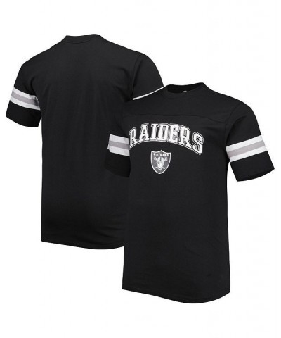 Men's Black Las Vegas Raiders Big and Tall Arm Stripe T-shirt $17.20 T-Shirts