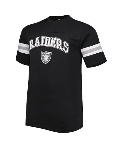 Men's Black Las Vegas Raiders Big and Tall Arm Stripe T-shirt $17.20 T-Shirts