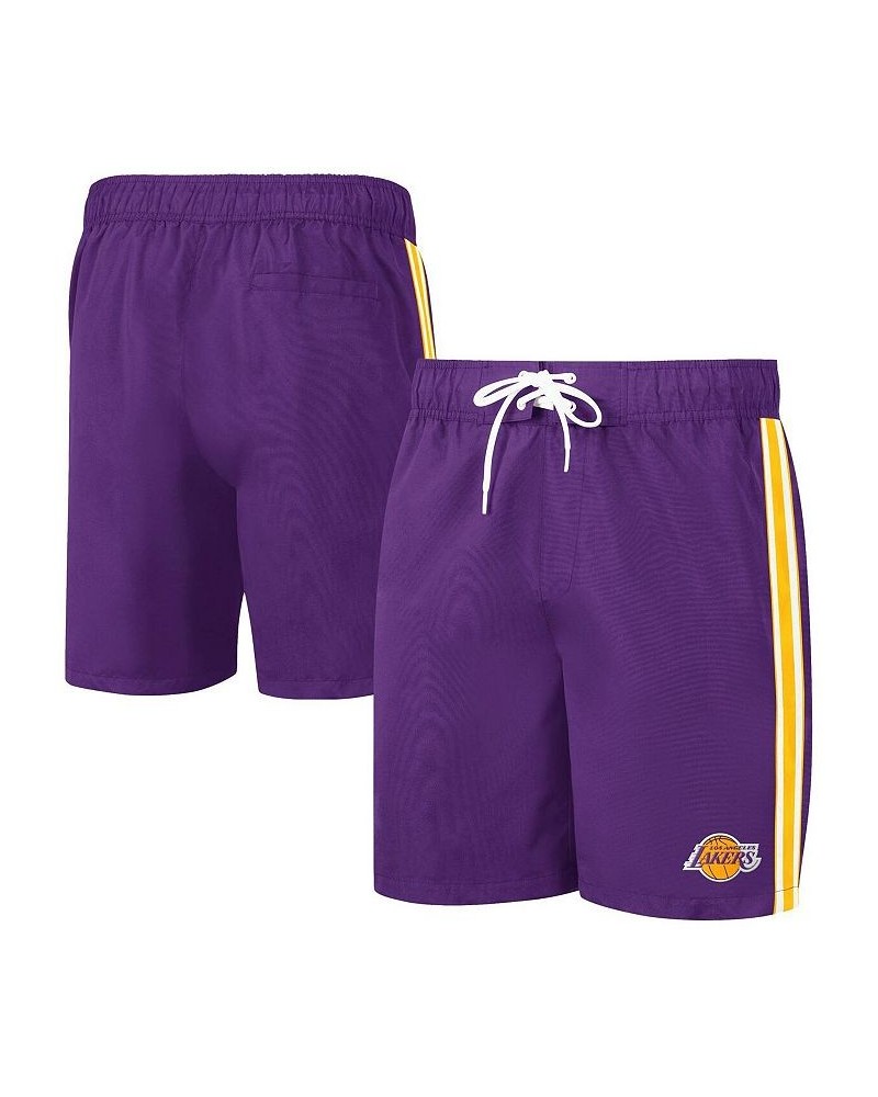 Men's Purple, Gold Los Angeles Lakers Sand Beach Volley Swim Shorts $17.63 Swimsuits