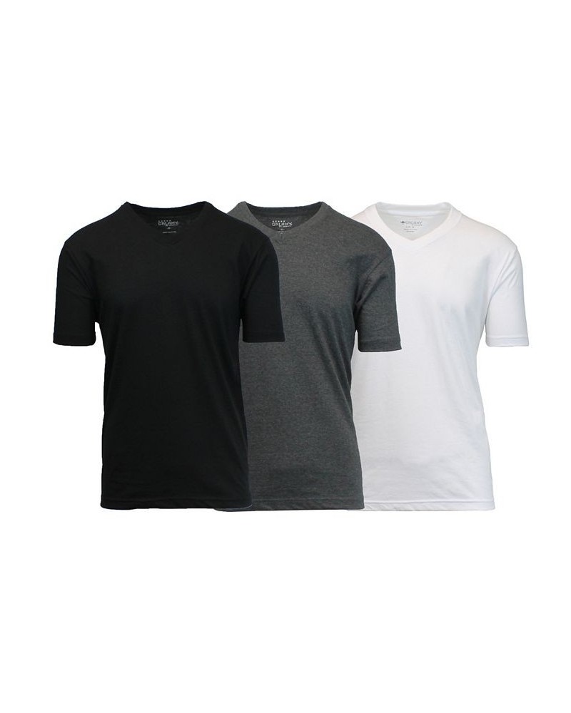 Men's Short Sleeve V-Neck T-shirt, Pack of 3 Black-Charcoal-WhiteBrown $23.20 T-Shirts