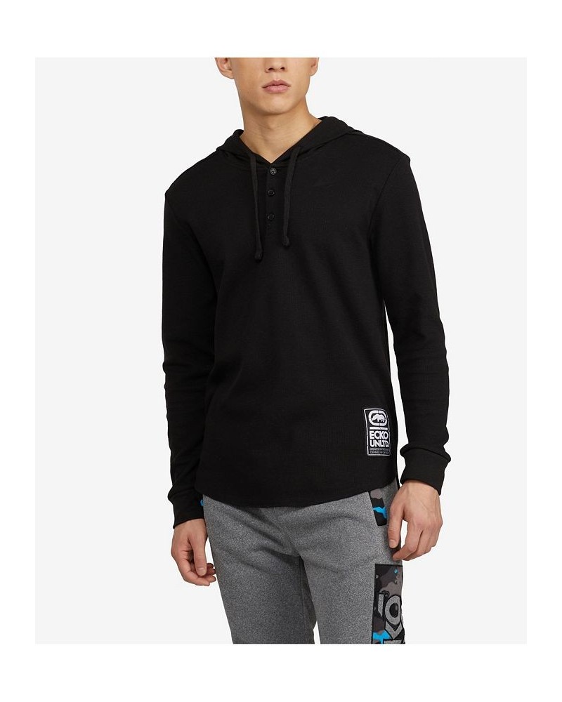 Men's Hooded Solid Stunner Thermal Sweater Black $25.92 Sweaters