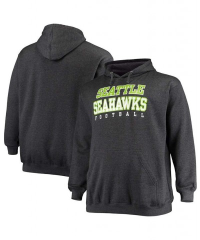 Men's Big and Tall Heathered Charcoal Seattle Seahawks Practice Pullover Hoodie $26.66 Sweatshirt