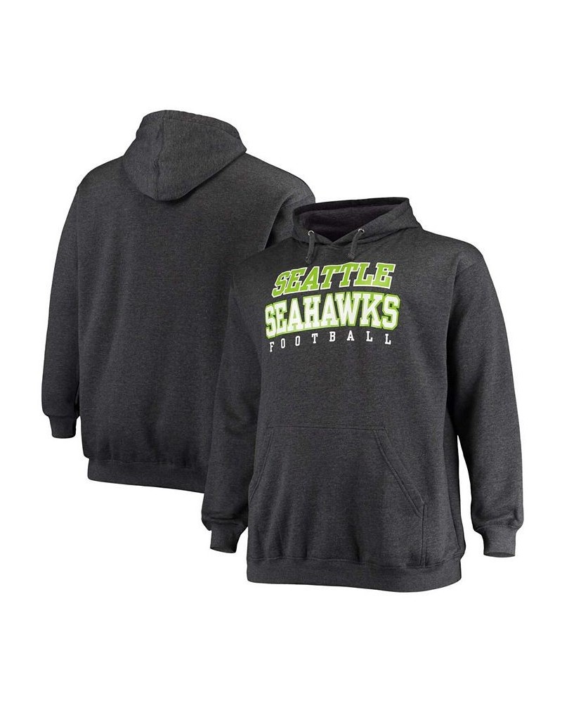 Men's Big and Tall Heathered Charcoal Seattle Seahawks Practice Pullover Hoodie $26.66 Sweatshirt