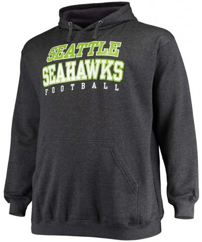 Men's Big and Tall Heathered Charcoal Seattle Seahawks Practice Pullover Hoodie $26.66 Sweatshirt