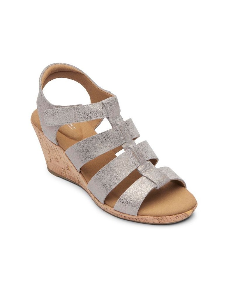 Women's Briah New Gladiator Wedge Sandal Gray $51.80 Shoes